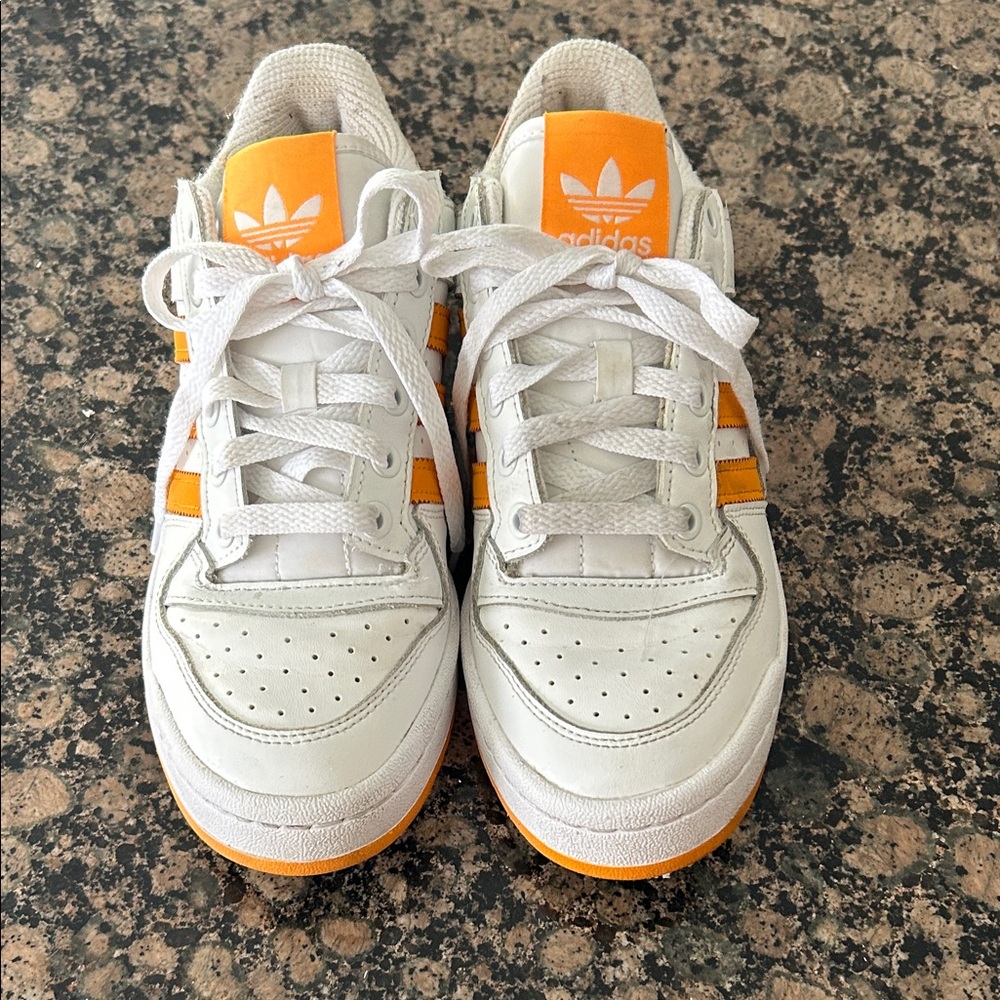 Adidas White and Orange Athletic Shoes